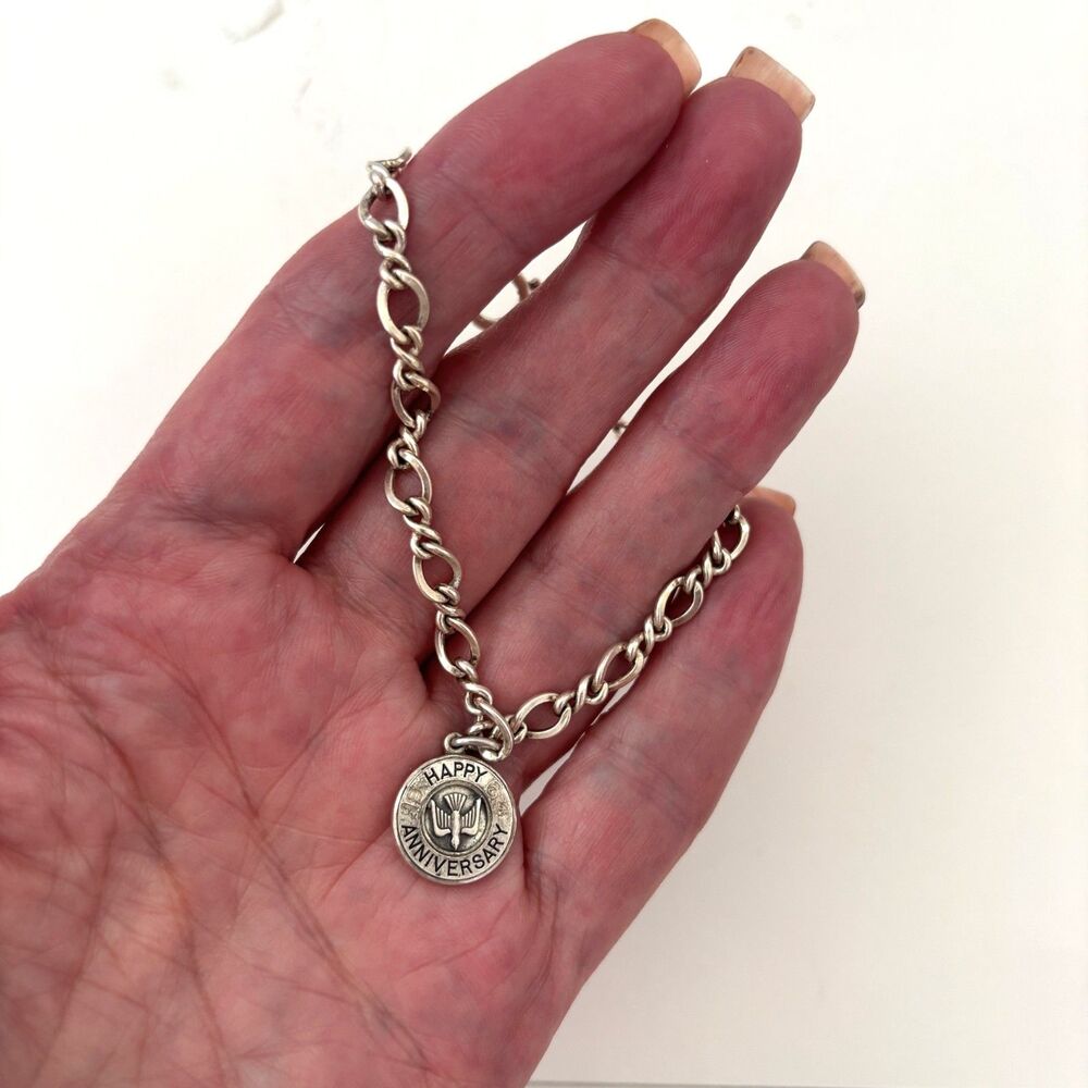 Vintage Creed Sterling Silver Anniversary Charm Bracelet Holy Ghost Spirit
